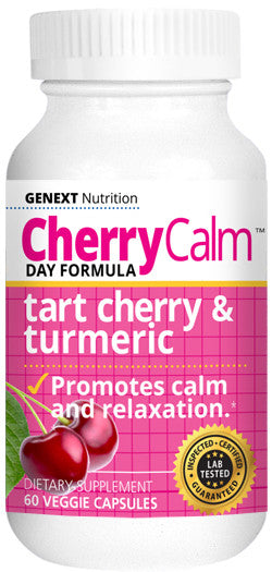 Cherry Calm Day — tart cherry & turmeric — promotes calm and relaxation — 60 vegetarian capsules.