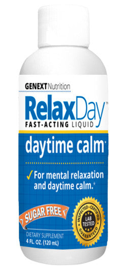 Relax Day Liquid — daytime calm — sugar‑free — 4 fl oz (120 mL).